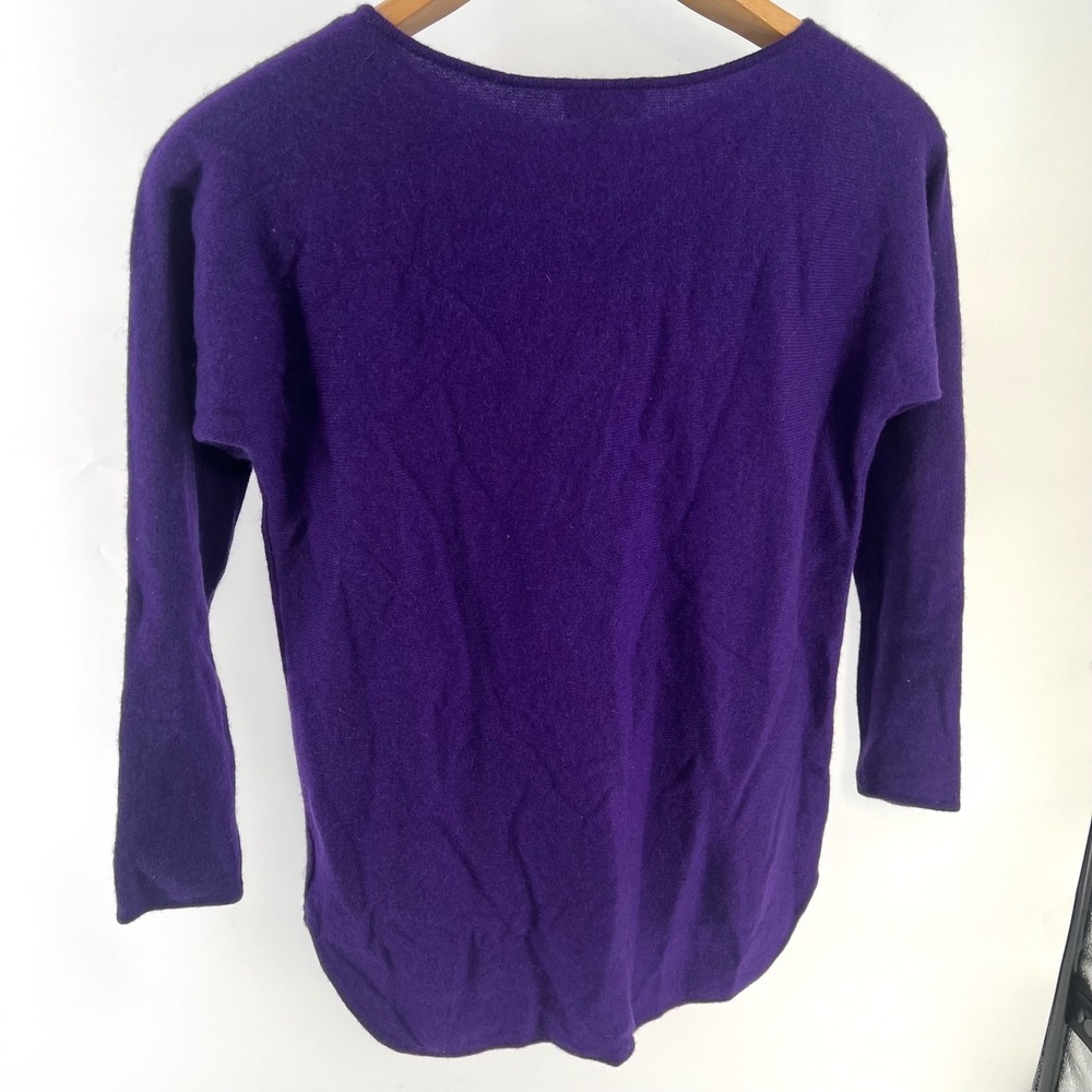 NWT Charter Club Luxury 100% Cashmere Sweater Purple Small Boat Neck Curved Hem - Picture 2 of 11